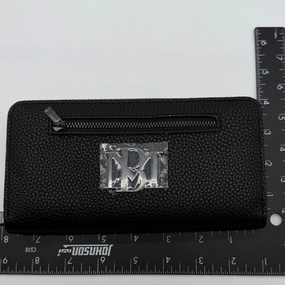 Badgley‎ Mischka Black wallet Ladies large Wallet Vegan Leather Zip Around $59